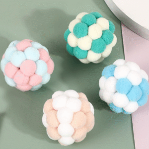 Catnip Macaron Ball Toy – Soft Woven Cat Toy with Bell, Interactive Play Ball