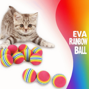 生成小猫玩球图片 EVA Rainbow Ball – Colorful Pet Play Ball
