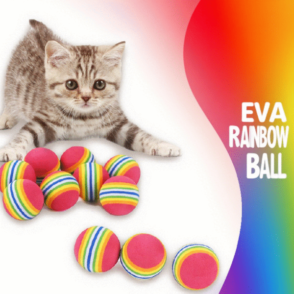 生成小猫玩球图片 EVA Rainbow Ball – Colorful Pet Play Ball