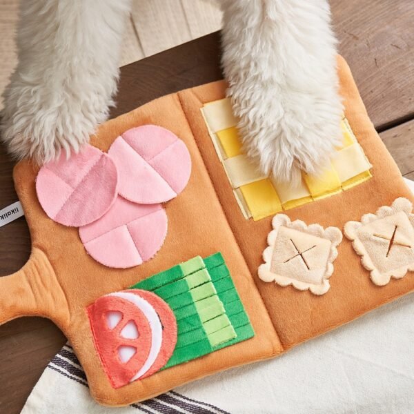 ​  Interactive Scent-Sniffing Plush Book for Dogs/Cats/Rabbits: Treat-Hiding & Slow-Feeder Puzzle Toy with Squeaker