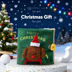 Nosework Interactive Sniffing Slow Feeding Dog, Cat & Rabbit Christmas Book, Cute Cloth Book Toy, Creative Food-Hiding Book: 5.91 x 5.91-in