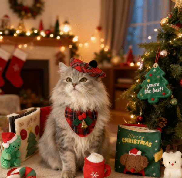 Nosework Interactive Sniffing Slow Feeding Dog, Cat & Rabbit Christmas Book, Cute Cloth Book Toy, Creative Food-Hiding Book: 5.91 x 5.91-in