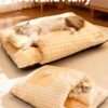 Self Warming Covered Dog & Cat Cave Bed