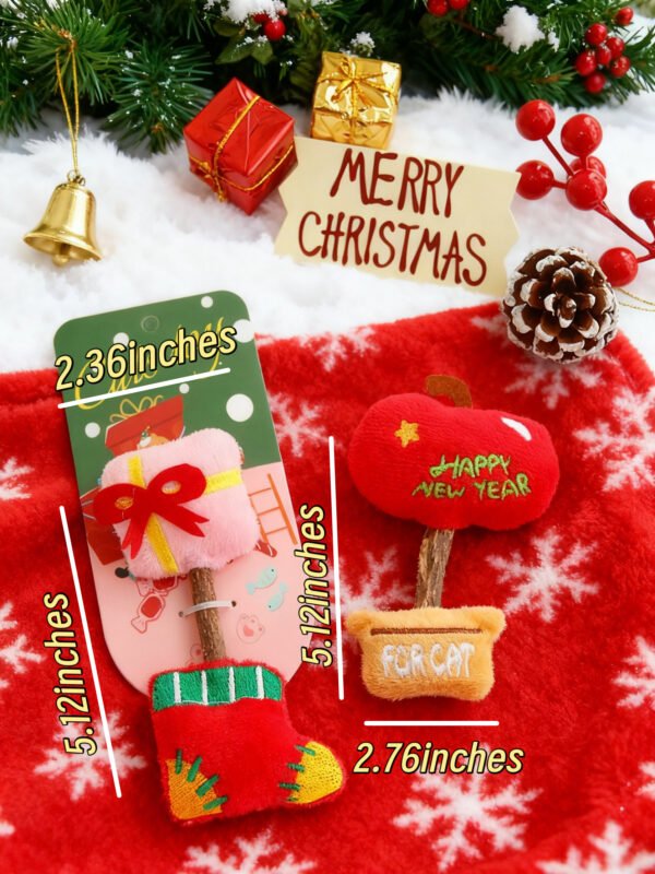 Christmas Themed Silver Vine Cat Chew Toy for Kittens- Boredom Relief & Self-Play Plush