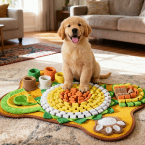 Nosework Interactive Sniffing Slow Feeding Dog, Cat & Rabbit Snuffle Mat, Large: 25x 17-in, Brown