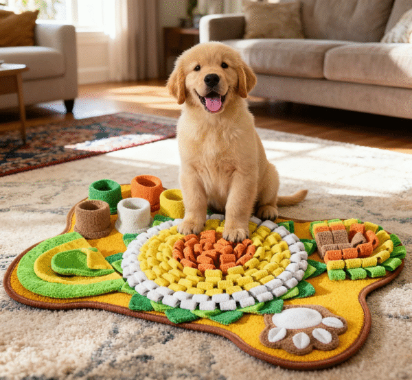 Nosework Interactive Sniffing Slow Feeding Dog, Cat & Rabbit Snuffle Mat, Large: 25x 17-in, Brown