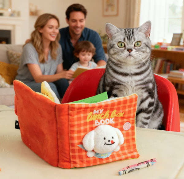 ​  Interactive Scent-Sniffing Plush Book for Dogs/Cats/Rabbits: Treat-Hiding & Slow-Feeder Puzzle Toy with Squeaker