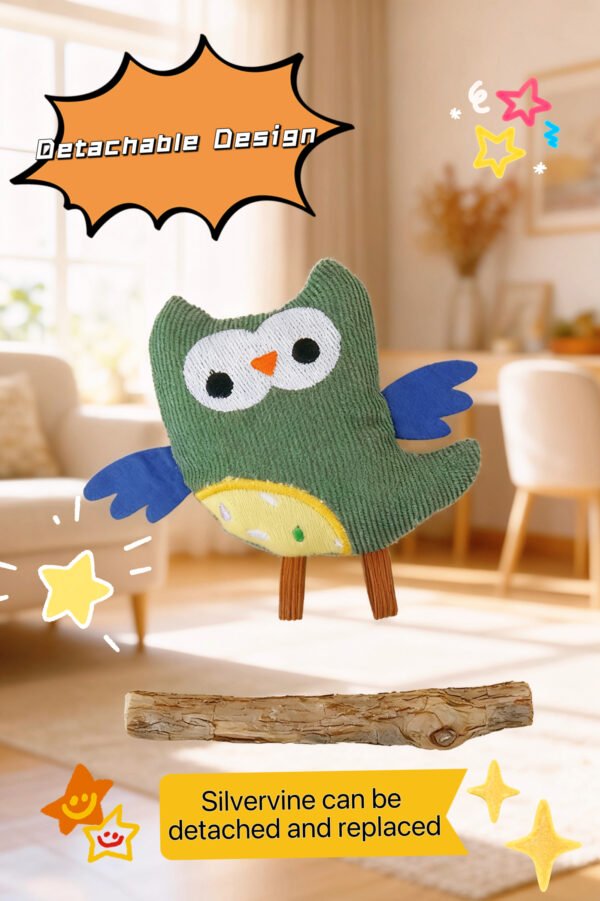 Owl Silvervine Stick Chew Cat Toy with Catnip, Multicolor, 2 count