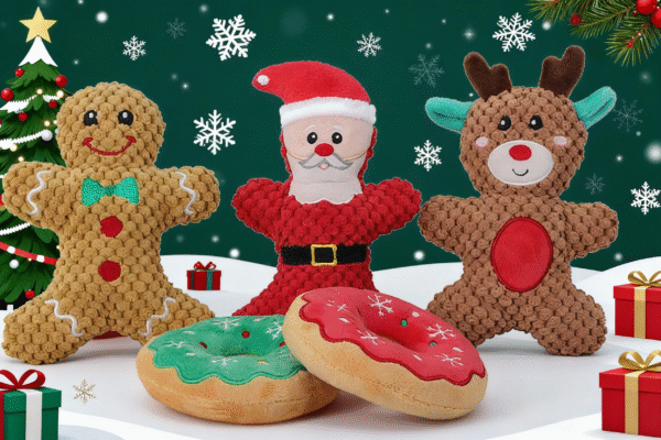Christmas Reversible Plush Squeaky Dog Toy