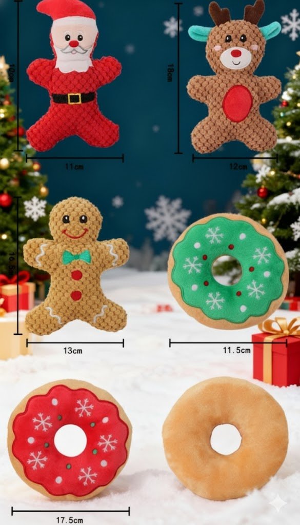 Christmas Reversible Plush Squeaky Dog Toy