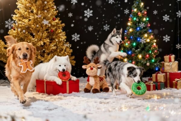 Christmas Reversible Plush Squeaky Dog Toy